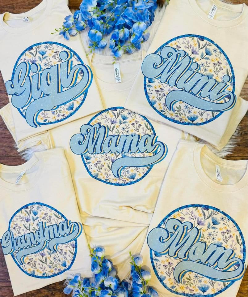 Blue Floral Title Tees