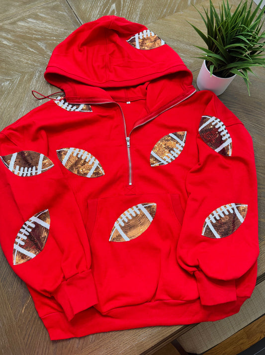 Bling Football Sweatshirt With Oversized Hood