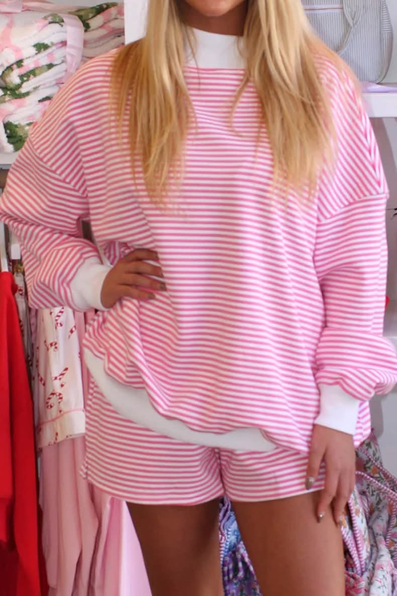 Striped Mock Neck Set