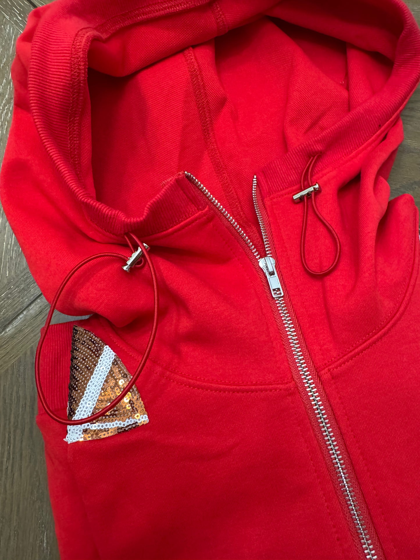 Bling Football Sweatshirt With Oversized Hood