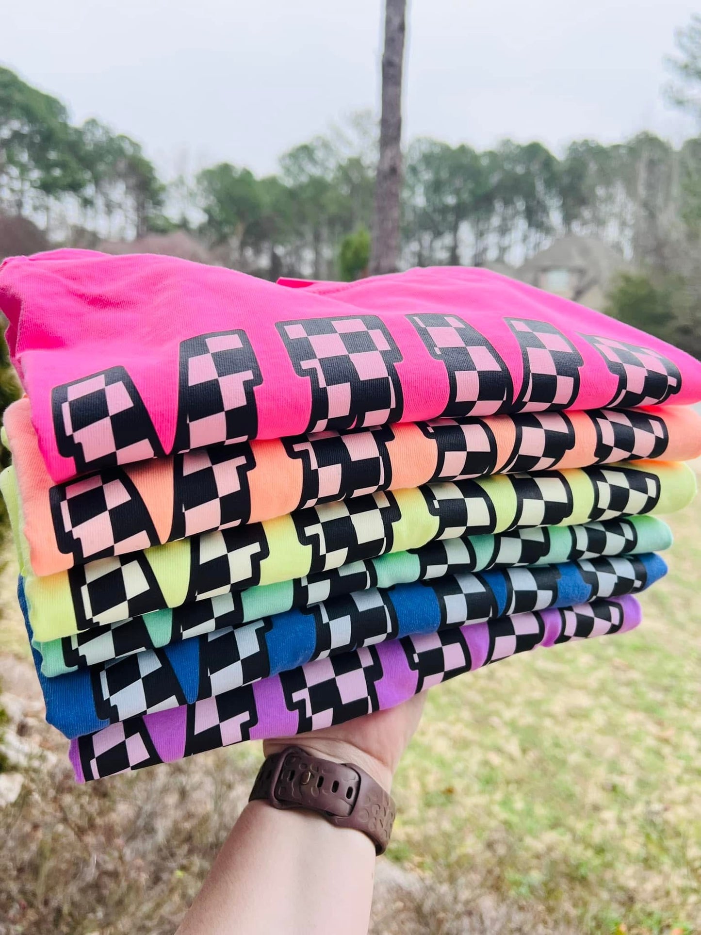 Neon Checkered Tee