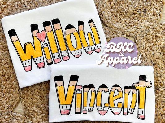Personalized Pencil Name Tee