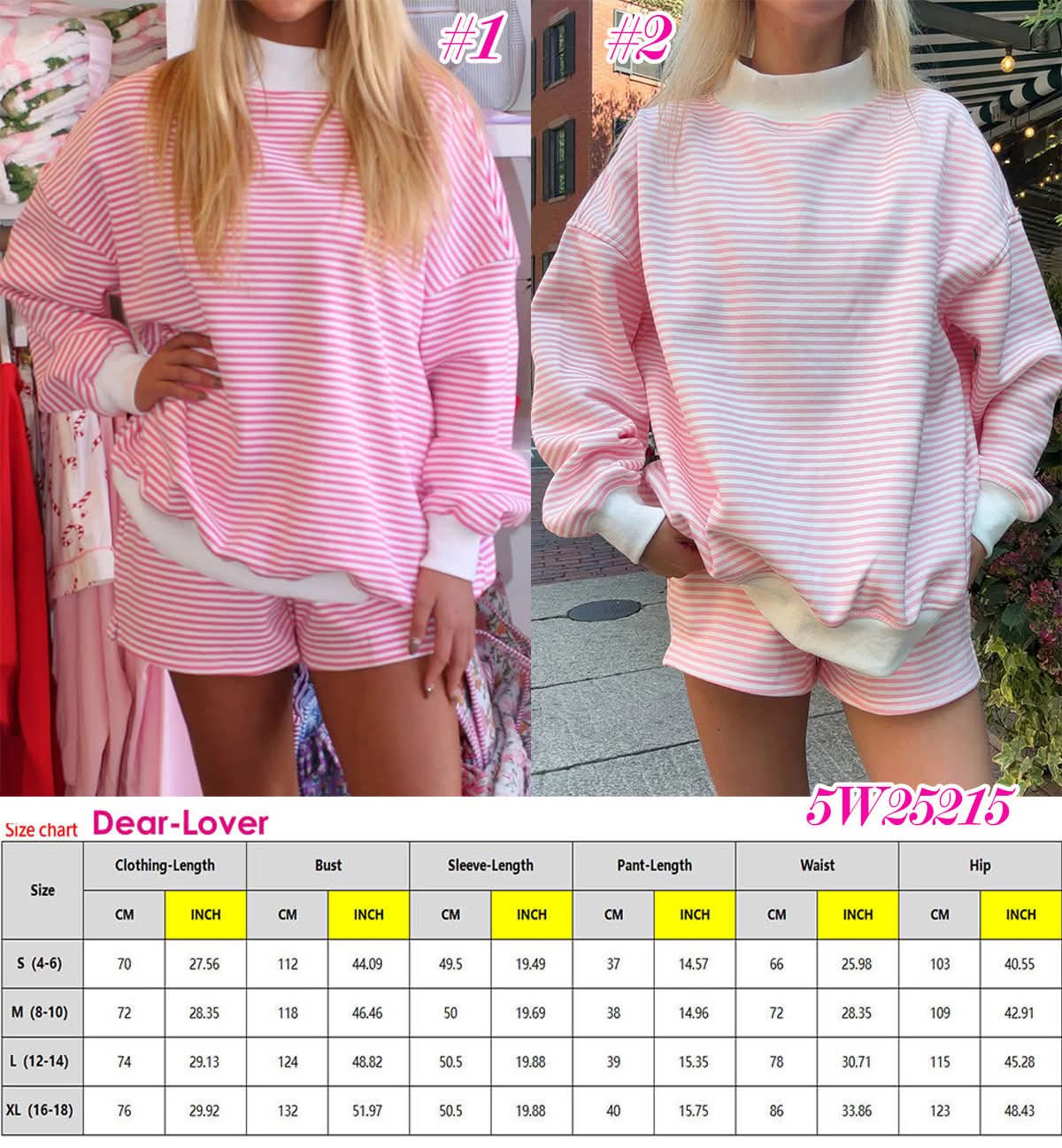 Striped Mock Neck Set