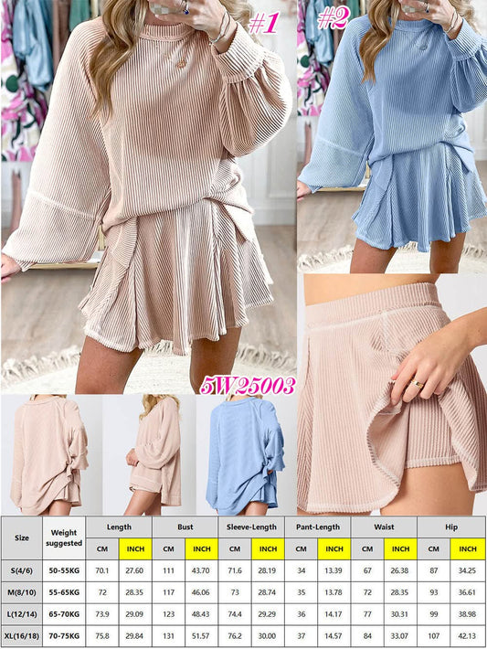 Ribbed Skirt Set