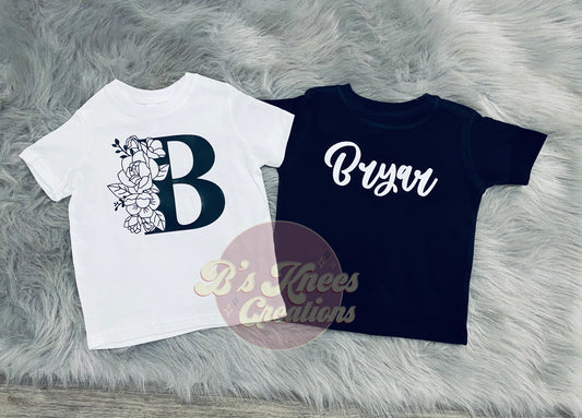 Floral Letter & Name Tee (please leave letter and/or name in notes at checkout)